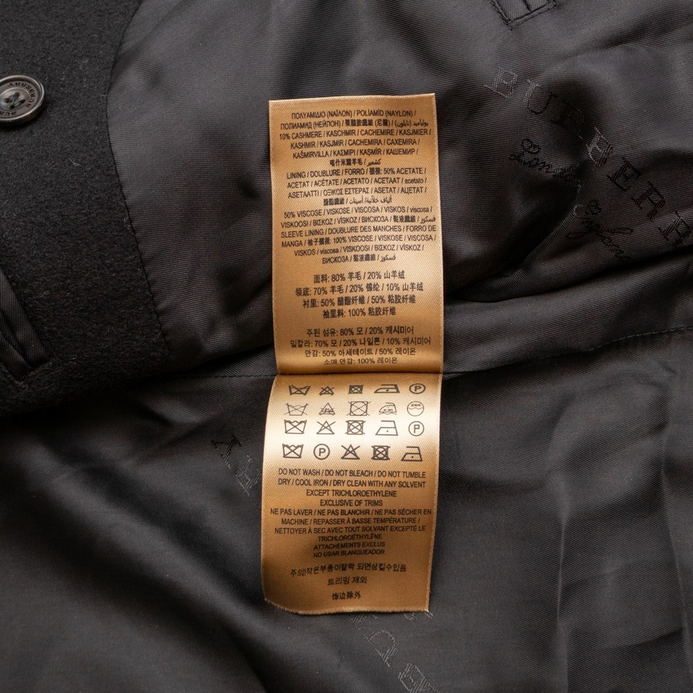Burberry London Black Wool Cashmere Overcoat Mens Size 52 / L Long Coat - Picture 11 of 12